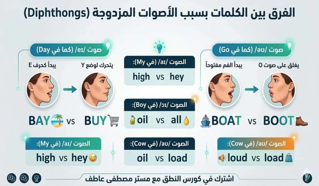 إيه الكلمات اللي الفرق بينها بييجي من الصوت المزدوج؟