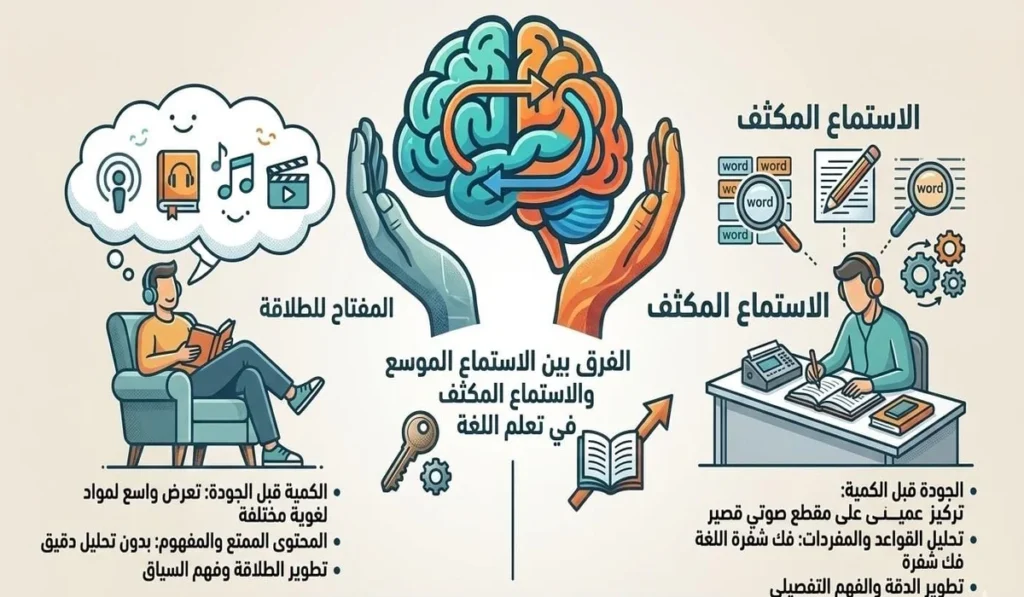 الفرق بين الاستماع المكثف والاستماع الموسع_ وليه الاتنين مهمين؟