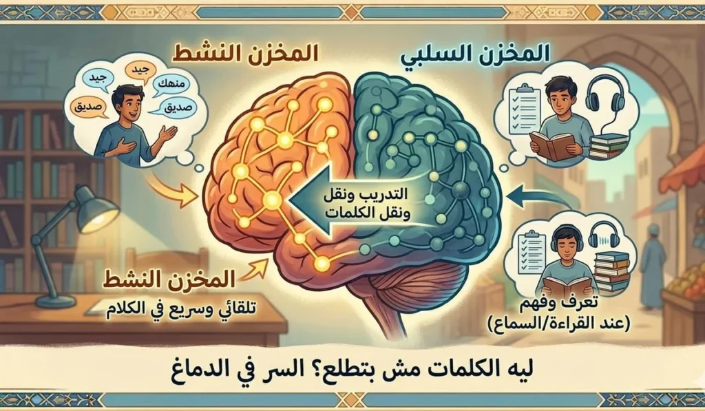 ليه الكلمات مش بتطلع في الكلام؟ السر في المخزن السلبي والمخزن النشط
