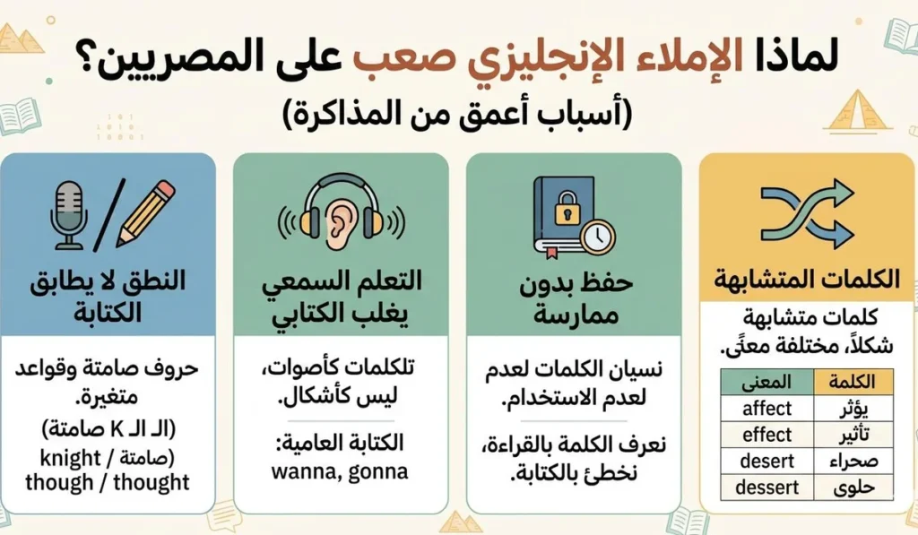ليه الـ Spelling صعب على المصريين تحديداً؟