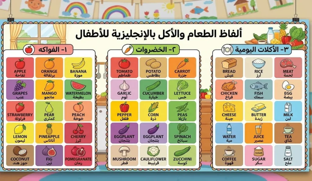 كلمات إنجليزية عن الطعام والأكل