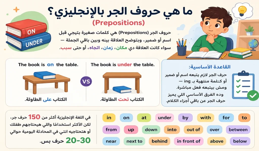حروف الجر الإنجليزية كاملة | استخداماتها ومعانيها بالصور وأمثلة 1 ما هي حروف الجر بالإنجليزي؟ (Prepositions)