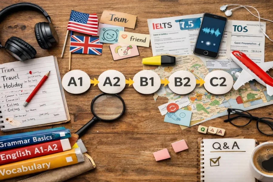 مستويات اللغة الإنجليزية بالترتيب